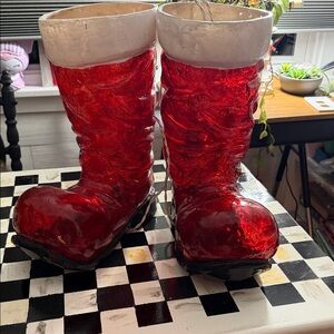 Festive Red Santa Boot Vintage